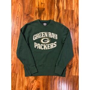 OTS Green Bay Packers Sweatshirt Mens Medium Green Distressed Graphic Crewneck